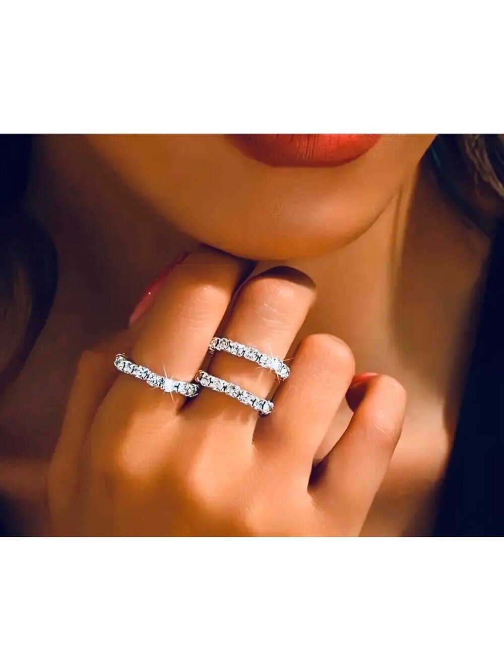 New - 2Pcs Set -Retro Style -"Bling" Adjustable Rhinestone Finger Rings